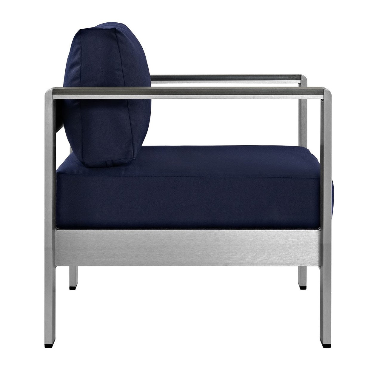 Shore Three PCS Outdoor Patio Aluminum Sectional Sofa Set, Navy, Metal 11609