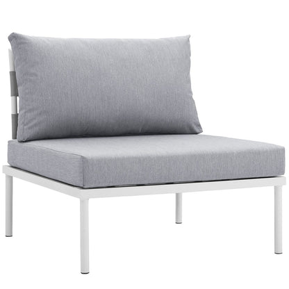 Harmony Armless Outdoor Patio Aluminum Chair, Grey, Rattan 11612