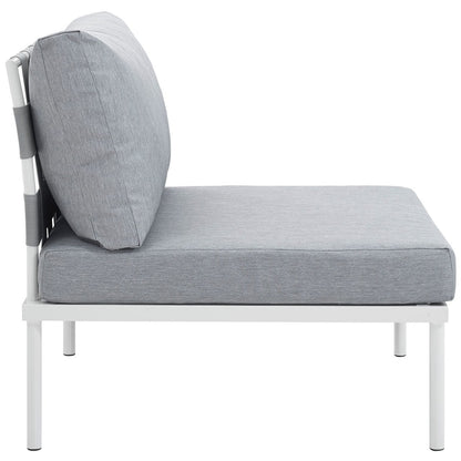 Harmony Armless Outdoor Patio Aluminum Chair, Grey, Rattan 11612