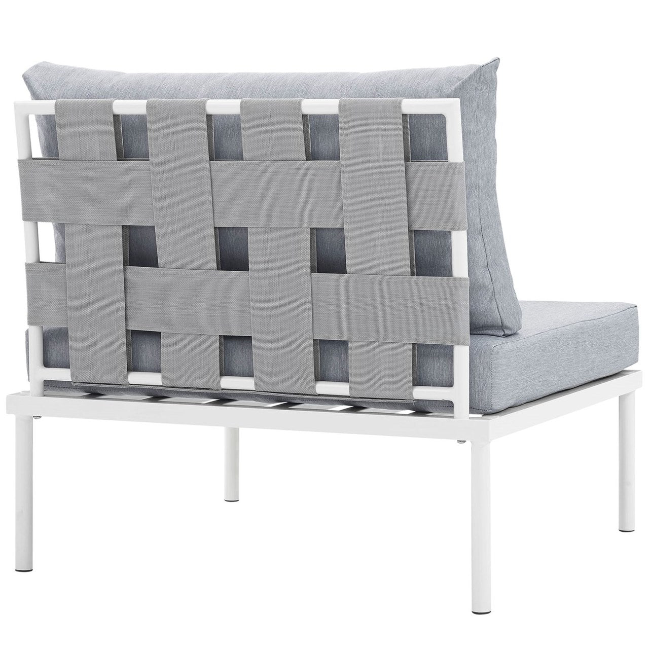 Harmony Armless Outdoor Patio Aluminum Chair, Grey, Rattan 11612