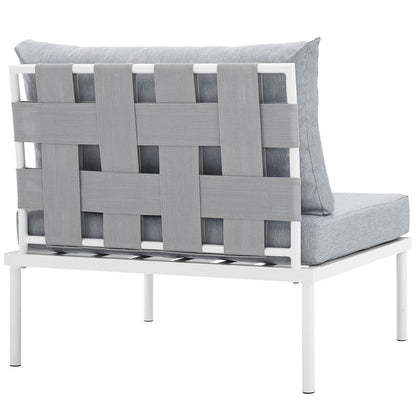 Harmony Armless Outdoor Patio Aluminum Chair, Grey, Rattan 11612