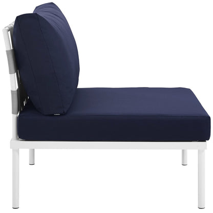 Harmony Armless Outdoor Patio Aluminum Chair, Navy, Rattan 11613