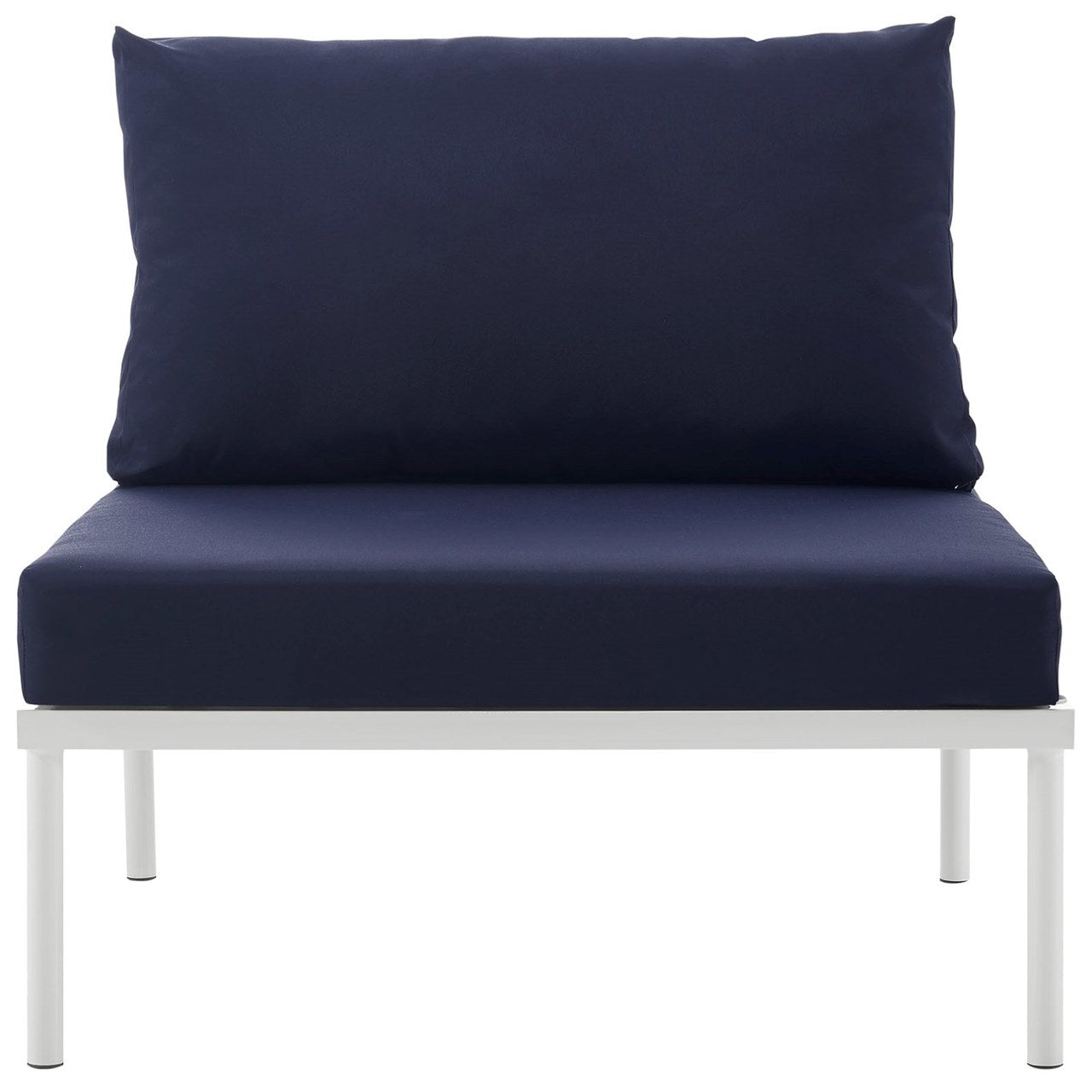 Harmony Armless Outdoor Patio Aluminum Chair, Navy, Rattan 11613