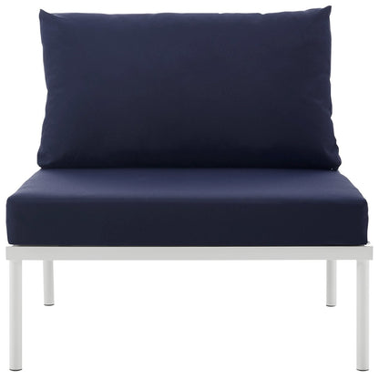 Harmony Armless Outdoor Patio Aluminum Chair, Navy, Rattan 11613