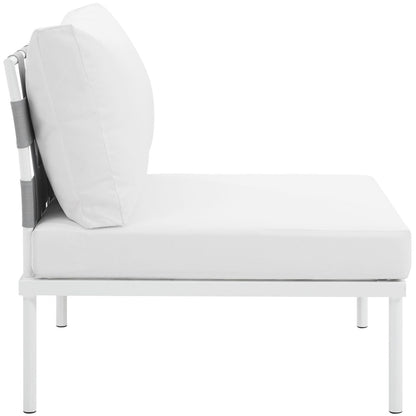 Harmony Armless Outdoor Patio Aluminum Chair, White, Rattan 11614