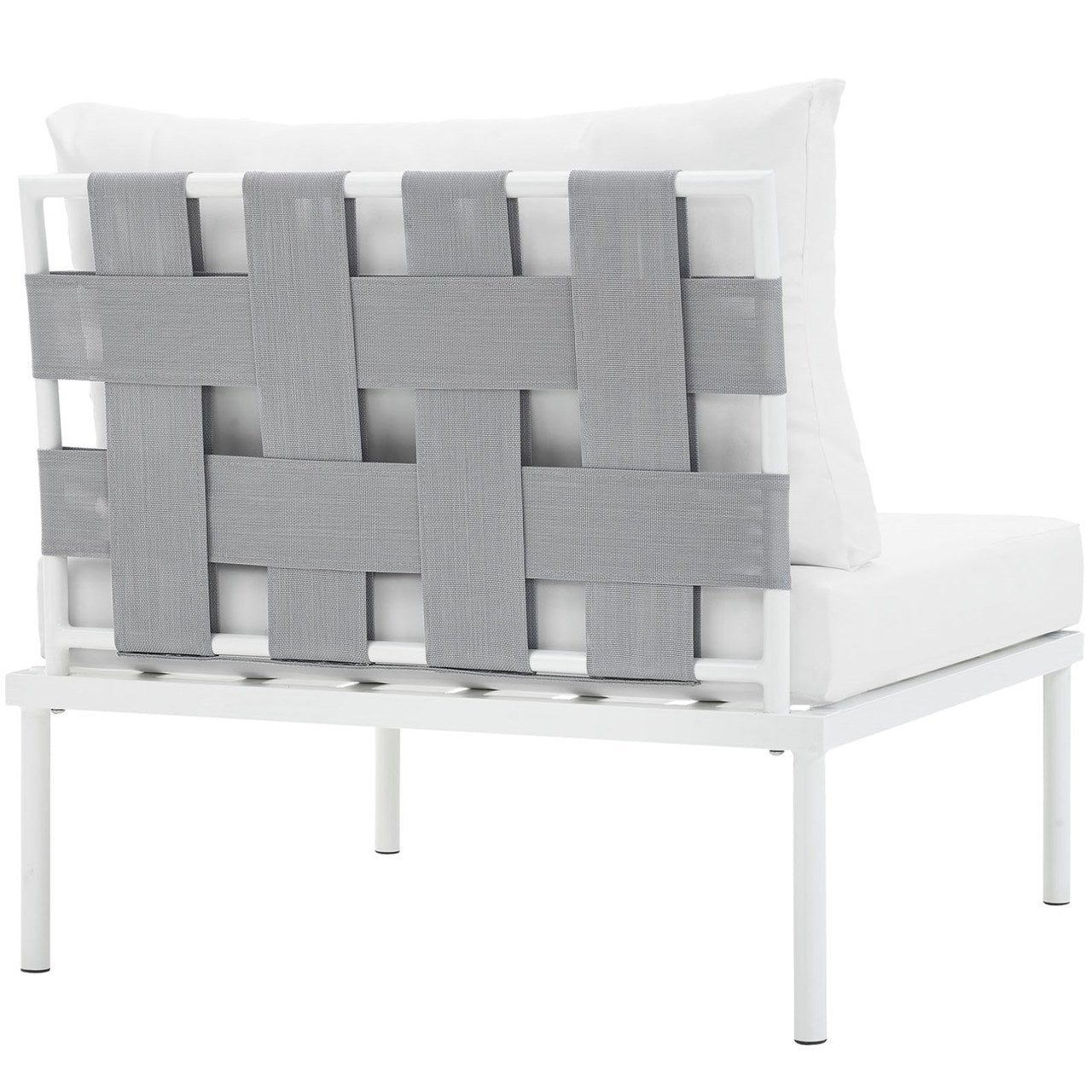 Harmony Armless Outdoor Patio Aluminum Chair, White, Rattan 11614