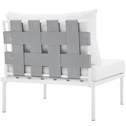 Harmony Armless Outdoor Patio Aluminum Chair, White, Rattan 11614