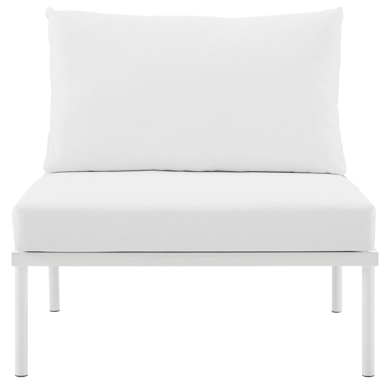 Harmony Armless Outdoor Patio Aluminum Chair, White, Rattan 11614