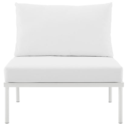 Harmony Armless Outdoor Patio Aluminum Chair, White, Rattan 11614