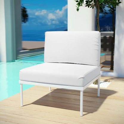 Harmony Armless Outdoor Patio Aluminum Chair, White, Rattan 11614