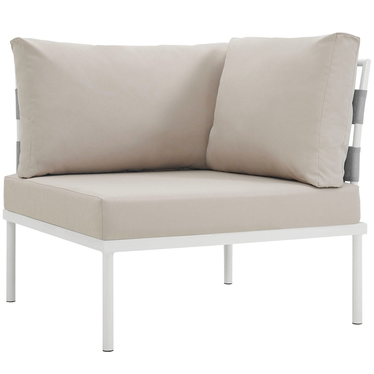 Harmony Outdoor Patio Aluminum Corner Sofa, Beige, Rattan 11615