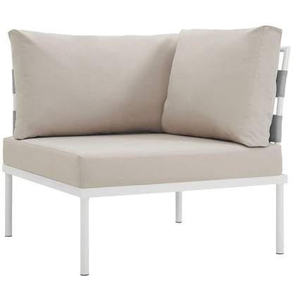 Harmony Outdoor Patio Aluminum Corner Sofa, Beige, Rattan 11615