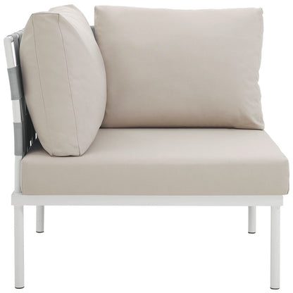 Harmony Outdoor Patio Aluminum Corner Sofa, Beige, Rattan 11615