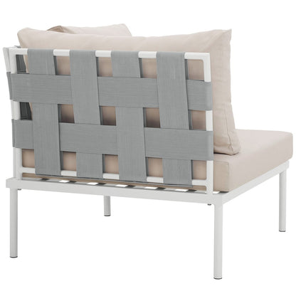 Harmony Outdoor Patio Aluminum Corner Sofa, Beige, Rattan 11615