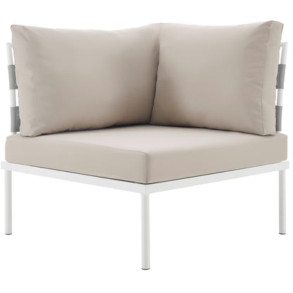 Harmony Outdoor Patio Aluminum Corner Sofa, Beige, Rattan 11615