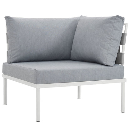 Harmony Outdoor Patio Aluminum Corner Sofa, Grey, Rattan 11616