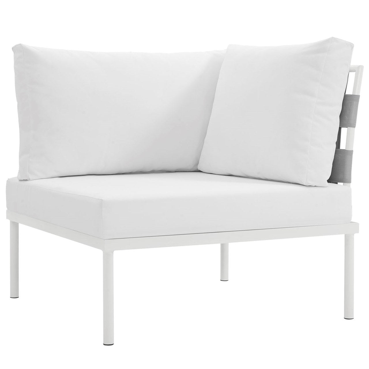 Harmony Outdoor Patio Aluminum Corner Sofa, White, Rattan 11618