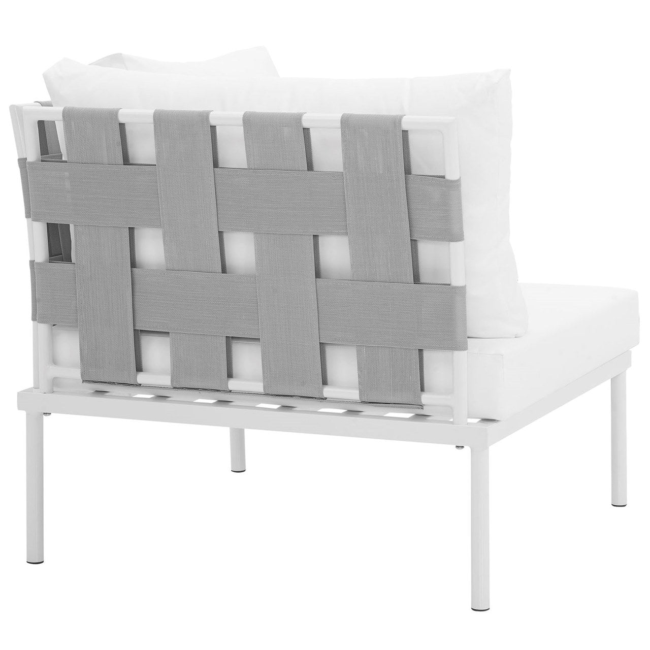Harmony Outdoor Patio Aluminum Corner Sofa, White, Rattan 11618