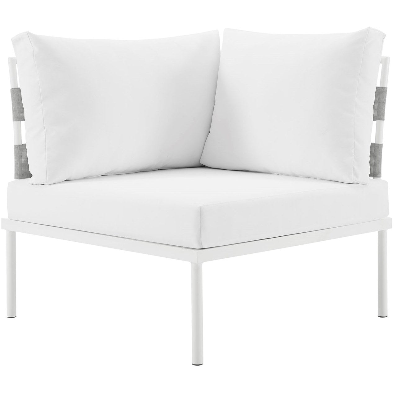 Harmony Outdoor Patio Aluminum Corner Sofa, White, Rattan 11618
