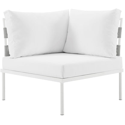 Harmony Outdoor Patio Aluminum Corner Sofa, White, Rattan 11618