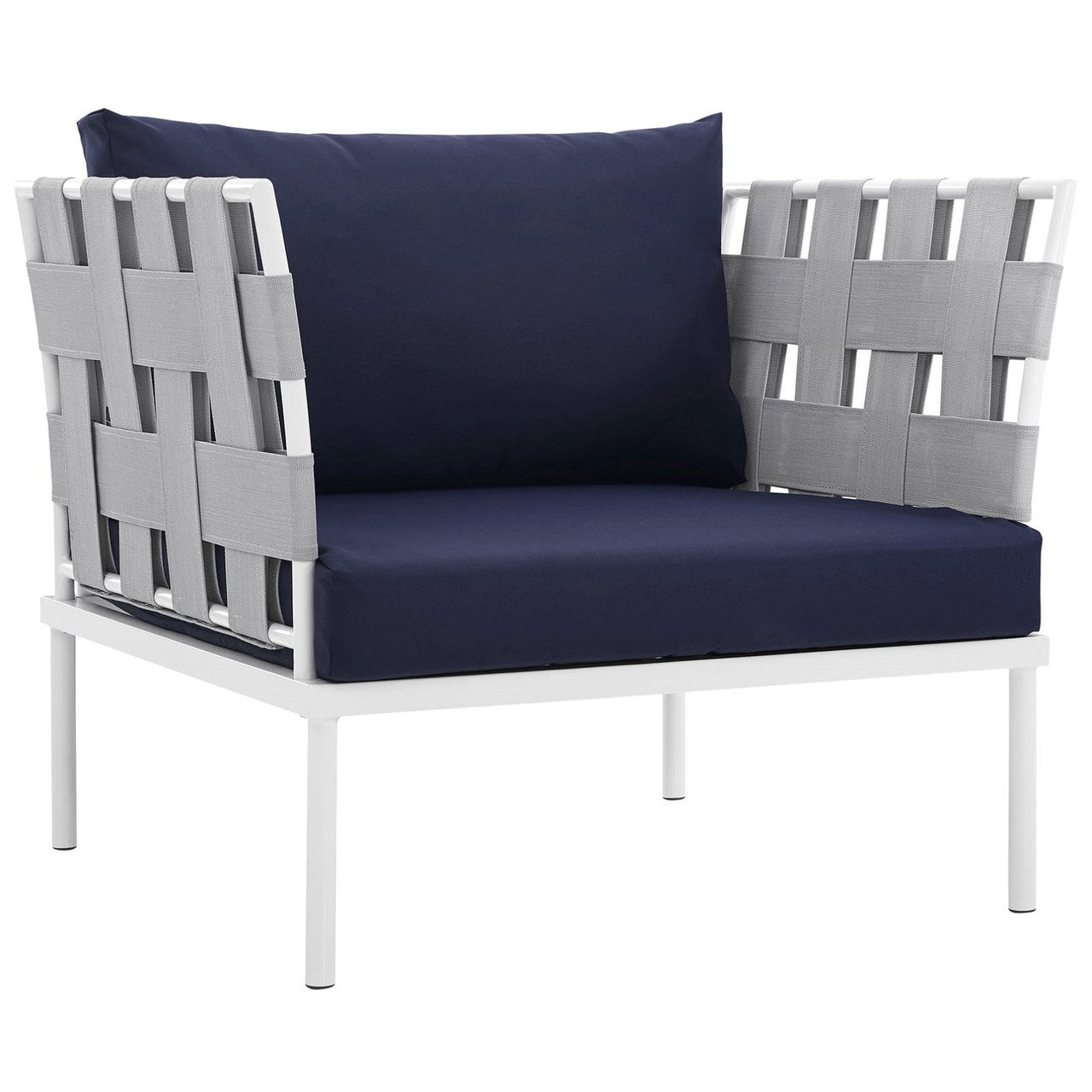 Harmony Outdoor Patio Aluminum Armchair, Navy, Rattan 11621
