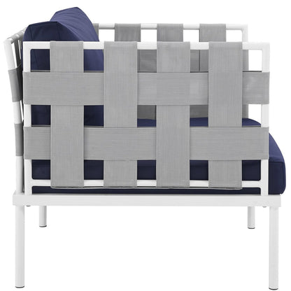 Harmony Outdoor Patio Aluminum Armchair, Navy, Rattan 11621