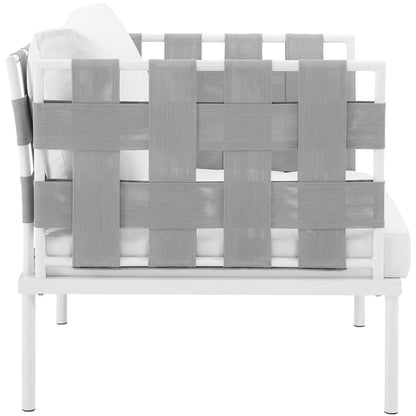 Harmony Outdoor Patio Aluminum Armchair, White, Rattan 11622