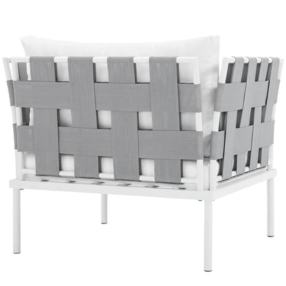 Harmony Outdoor Patio Aluminum Armchair, White, Rattan 11622