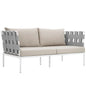 Harmony Outdoor Patio Aluminum Loveseat, Beige, Rattan 11623