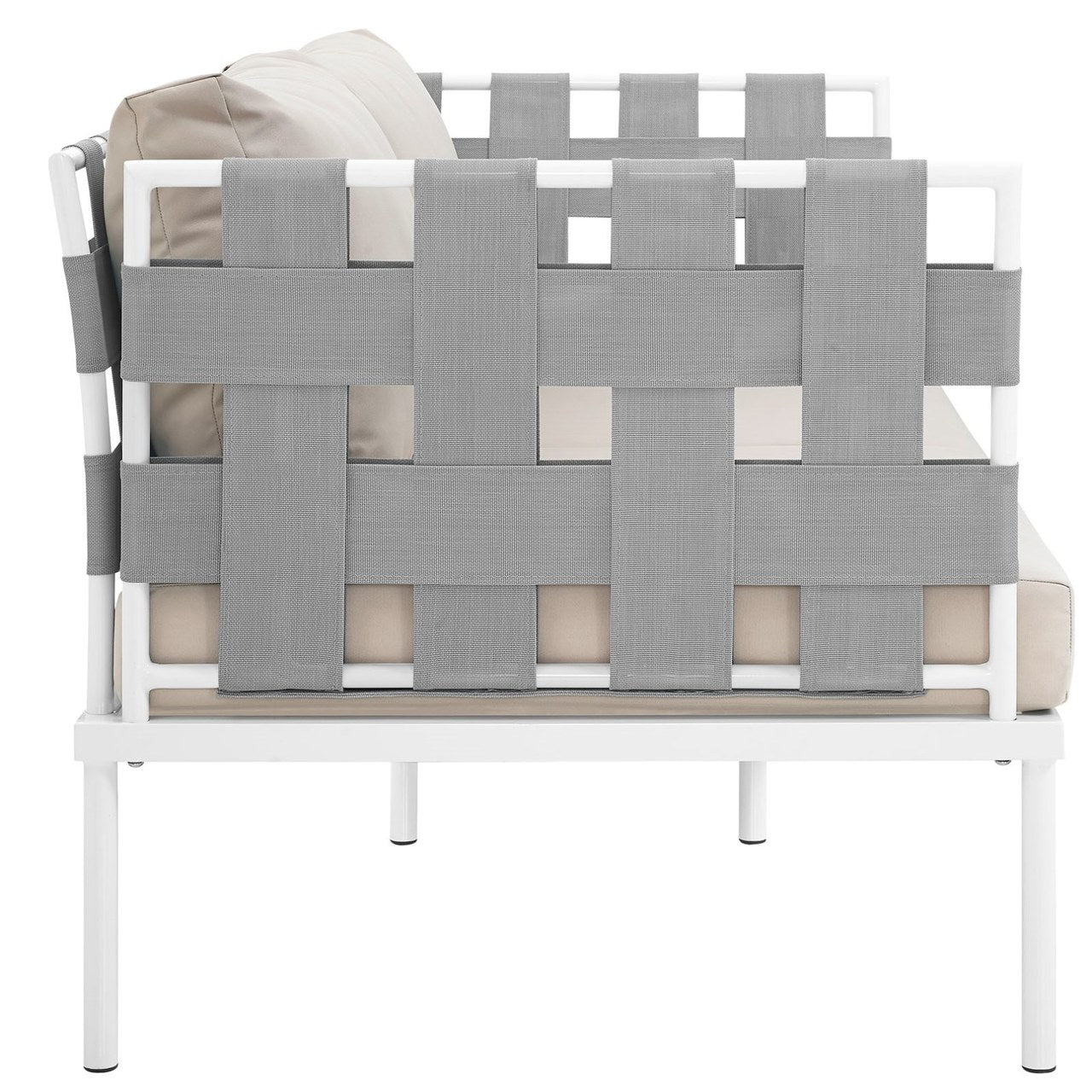 Harmony Outdoor Patio Aluminum Loveseat, Beige, Rattan 11623