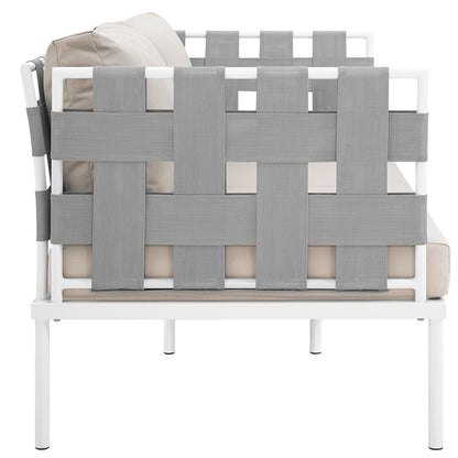 Harmony Outdoor Patio Aluminum Loveseat, Beige, Rattan 11623