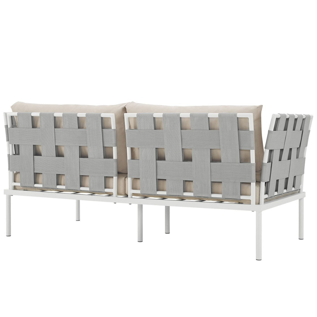 Harmony Outdoor Patio Aluminum Loveseat, Beige, Rattan 11623