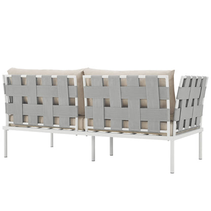 Harmony Outdoor Patio Aluminum Loveseat, Beige, Rattan 11623