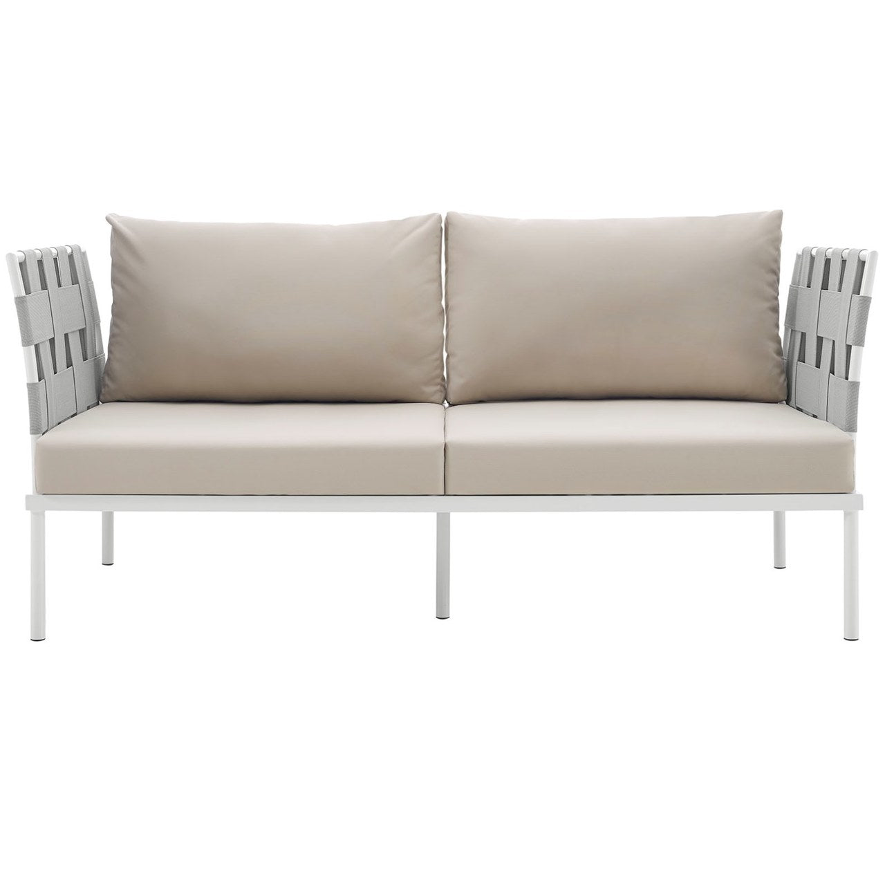 Harmony Outdoor Patio Aluminum Loveseat, Beige, Rattan 11623
