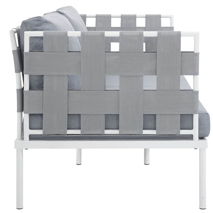 Harmony Outdoor Patio Aluminum Loveseat, Grey, Rattan 11624