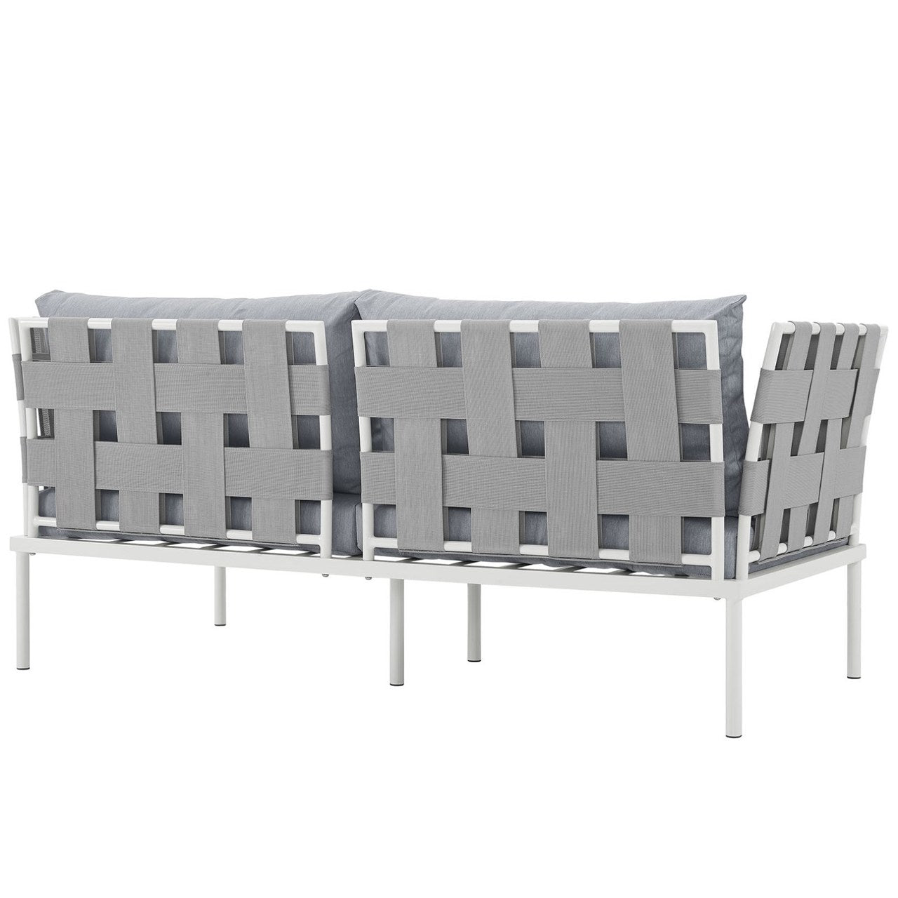 Harmony Outdoor Patio Aluminum Loveseat, Grey, Rattan 11624