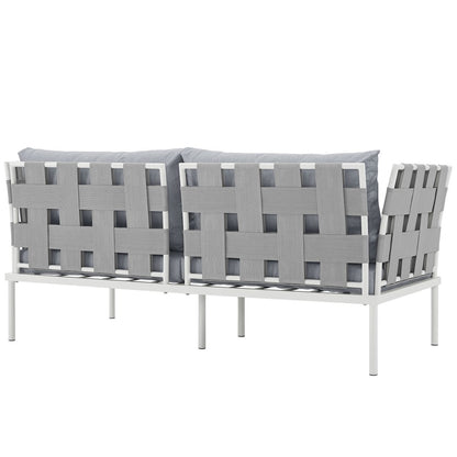 Harmony Outdoor Patio Aluminum Loveseat, Grey, Rattan 11624
