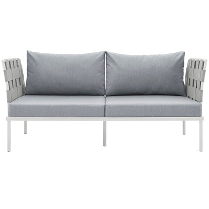 Harmony Outdoor Patio Aluminum Loveseat, Grey, Rattan 11624