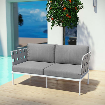 Harmony Outdoor Patio Aluminum Loveseat, Grey, Rattan 11624
