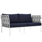 Harmony Outdoor Patio Aluminum Loveseat, Navy, Rattan 11625