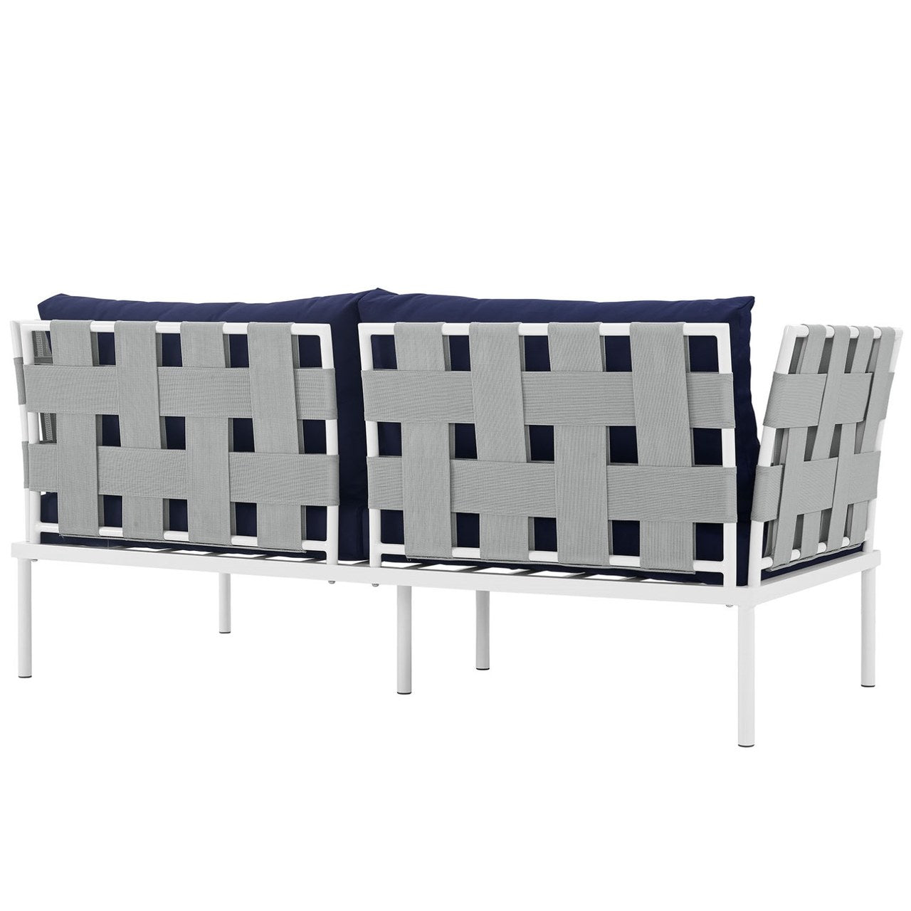 Harmony Outdoor Patio Aluminum Loveseat, Navy, Rattan 11625