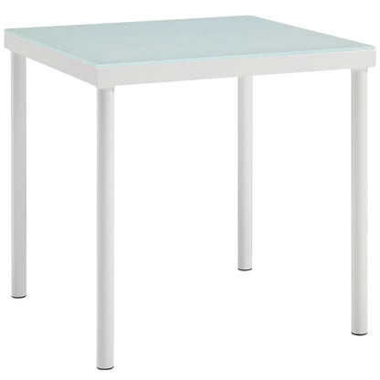 Harmony Outdoor Patio Aluminum Side Table, White, Rattan 11627