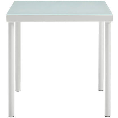 Harmony Outdoor Patio Aluminum Side Table, White, Rattan 11627