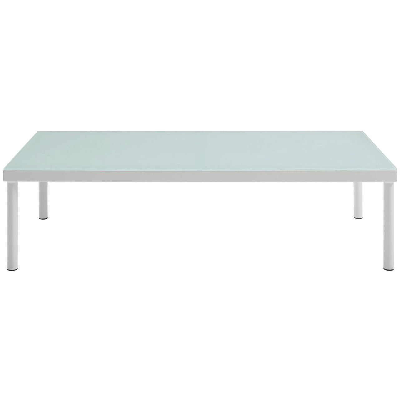 Harmony Outdoor Patio Aluminum Coffee Table, White, Rattan 11628