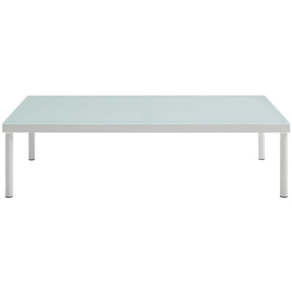 Harmony Outdoor Patio Aluminum Coffee Table, White, Rattan 11628