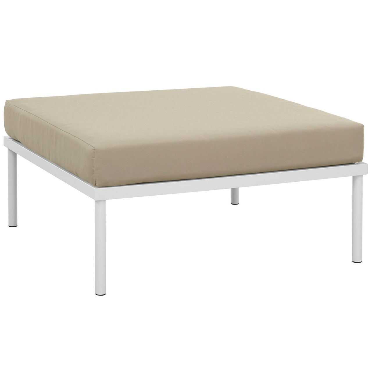 Harmony Outdoor Patio Aluminum Ottoman, Beige, Rattan 11631