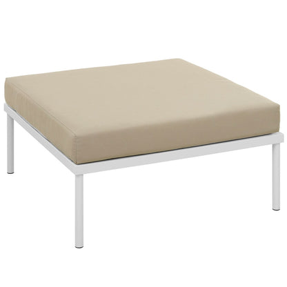 Harmony Outdoor Patio Aluminum Ottoman, Beige, Rattan 11631