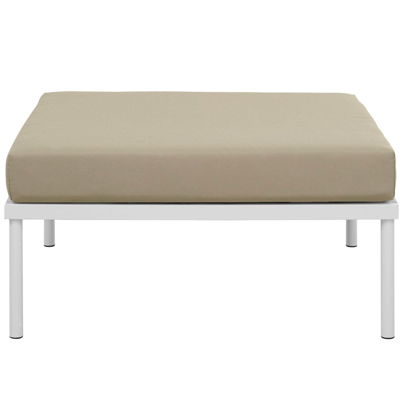 Harmony Outdoor Patio Aluminum Ottoman, Beige, Rattan 11631