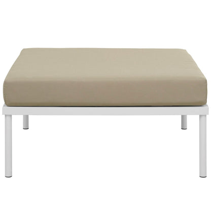 Harmony Outdoor Patio Aluminum Ottoman, Beige, Rattan 11631