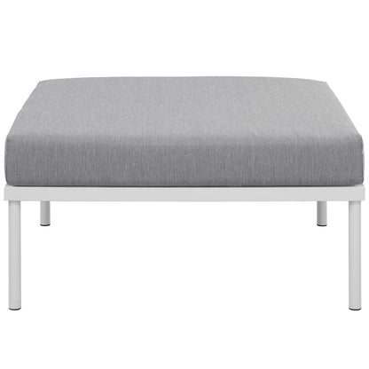 Harmony Outdoor Patio Aluminum Ottoman, Grey, Rattan 11632